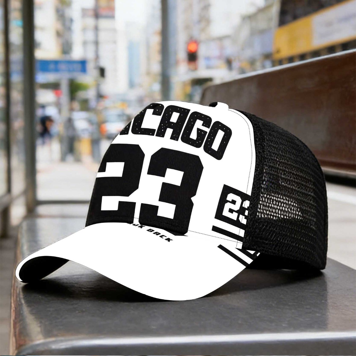 TEMU 1pc Chicago 23 Back Classic Baseball Cap Mesh Cap Trendy Headgear Snap Fastening Perfect For Running And Outdoor Activities Back-to- Gift