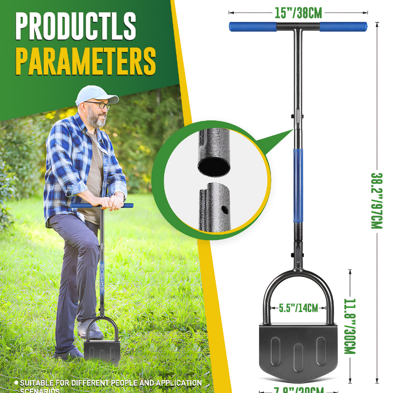 Metal Lawn Edger With T Handle And Long Handle Multifunctional For Weed Removal Trenching And Snow Clearing Ergonomic Grip Sturdy Construction