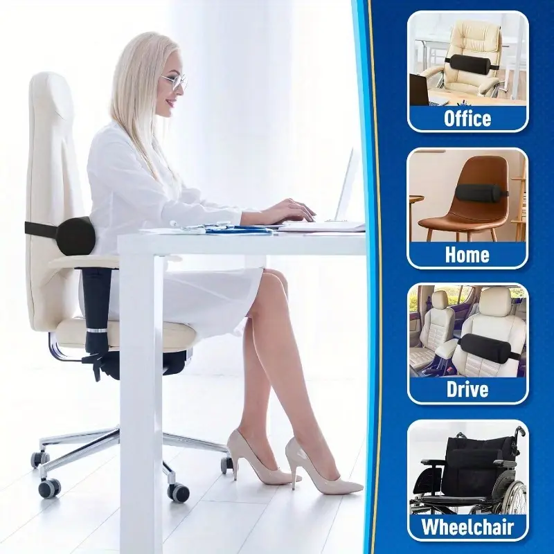 ergonomic lumbar roll pillow for office chair, car & gaming chair - posture support cushion with washable cover, back relief & posture, durable non- fabric, purple, backrest pillow, posture , , , posture , home , back cushion, relieving back improving posture Product details 6