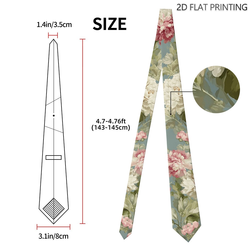TEMU 1 stuk pioenroos bloemenprint stropdas – Een perfect cadeau voor je man, met een stijlvol en comfortabel ontwerp voor speciale gelegenheden