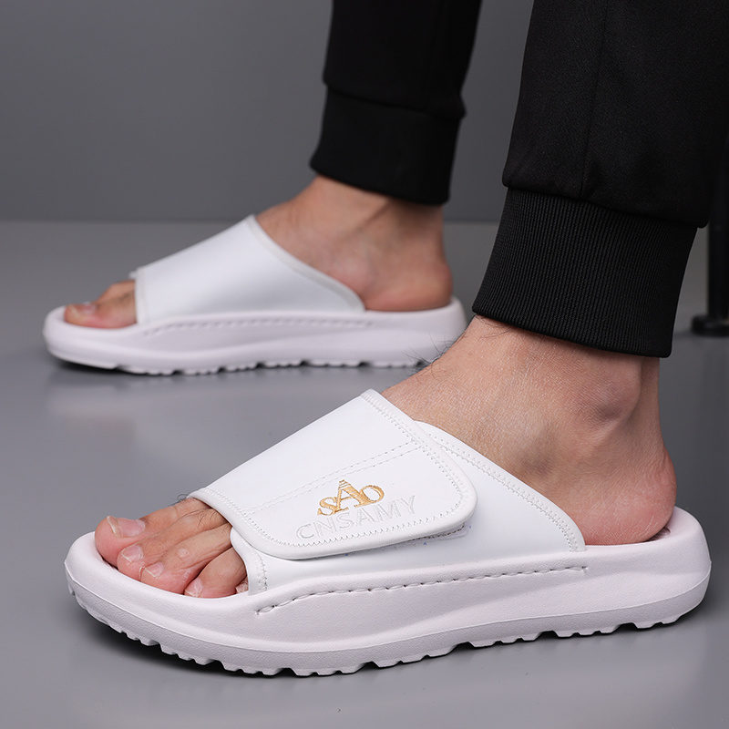 mens fashion anti   flops comfortable thick soled summer sandals durable eva material unisex design casual daily use non slip wear resistant driving home slippers for men 2025 new lightweight quick dry slides stylish open toe indoor outdoor   with   sole solid color round toe   1 pair 1   bag 2pcs set Product details 20