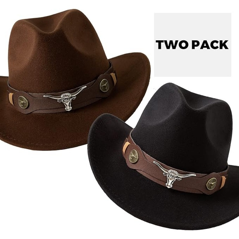 2pcs stylish lightweight western cowboy hats classic wide - Temu display picture 1