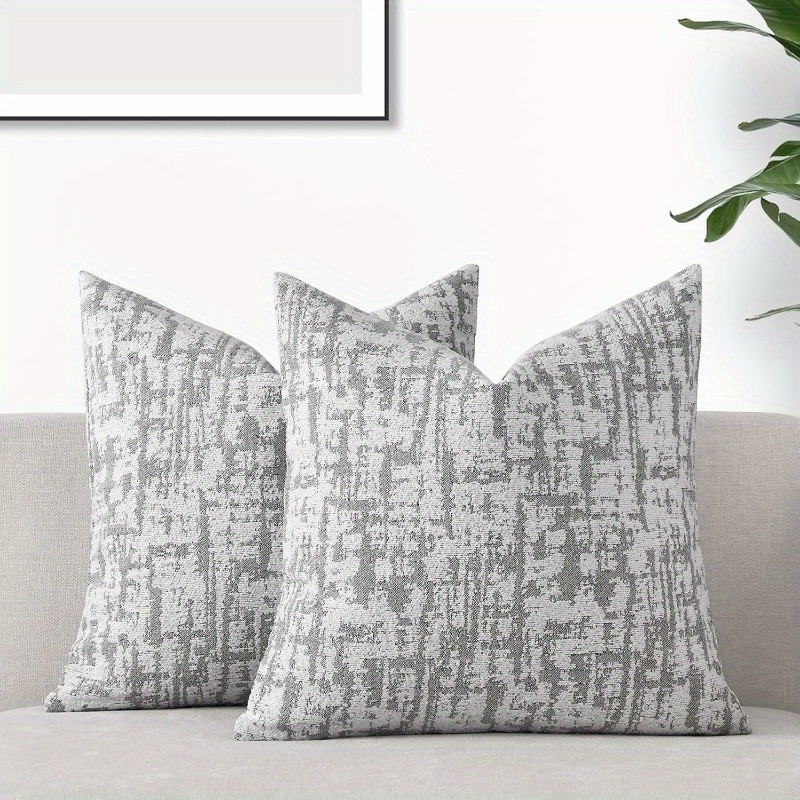 modern geometric throw pillow covers grey textured chenille Temu