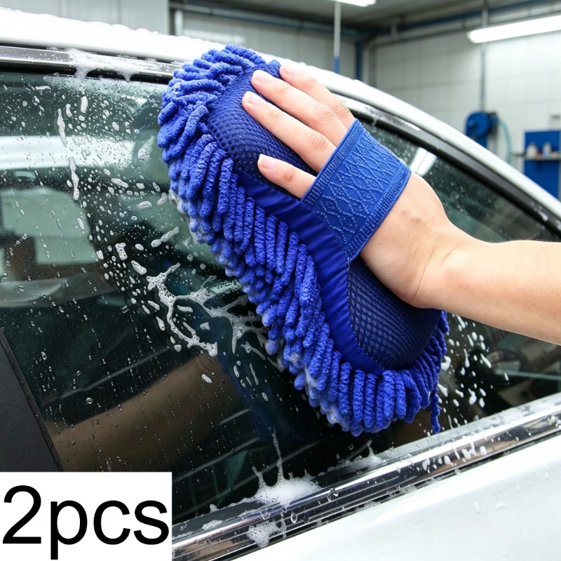 TEMU 2pcs Fiber Car Cleaning Sponges Gentle And Non-damaging To Car Paint, Multi-use For Motorcycles And Home, Portable Stain Remover, Efficient
