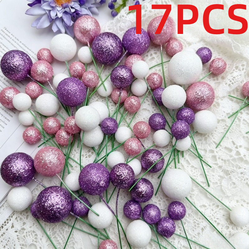 TEMU 17pcs Ball Insertion, Macaron Sequined Foam Ball, Suitable For Birthday And Party Decorations