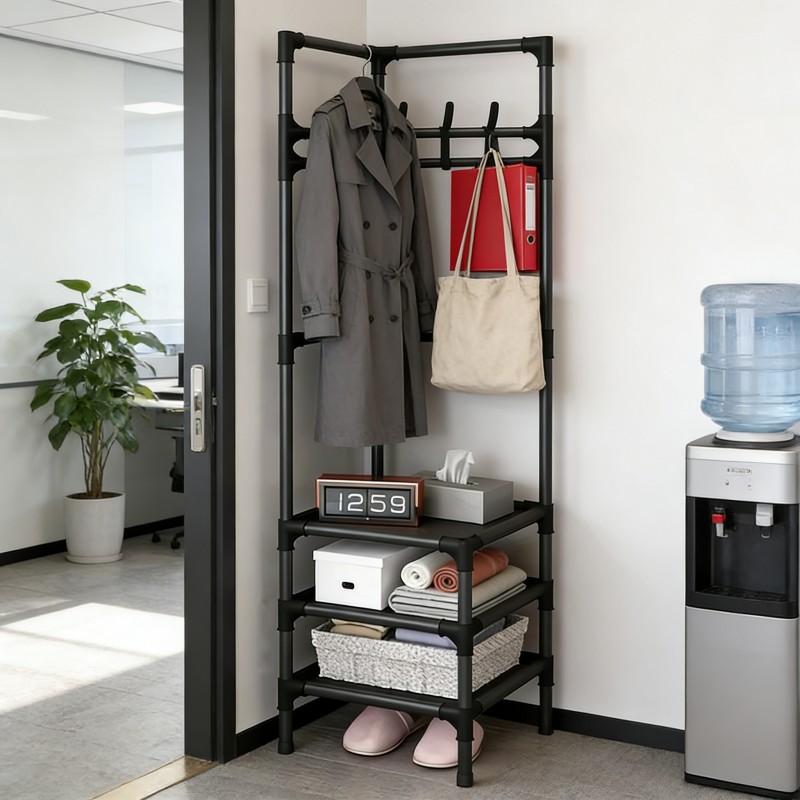 Sturdy Freestanding Coat Rack with a Tall Design and Multiple Sets of Hooks, Suitable for Entryways, Bedrooms, and Living Rooms. Hanging Clothes and Bags Is More Convenient and Organized