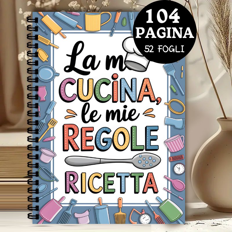 TEMU 1 pz, Libro di Ricette Italiane, da Cucina Vuoto di 104 con Rilegatura a Spirale, Regalo per Chef , le Tue Ricette Preferite nel Tuo , Design