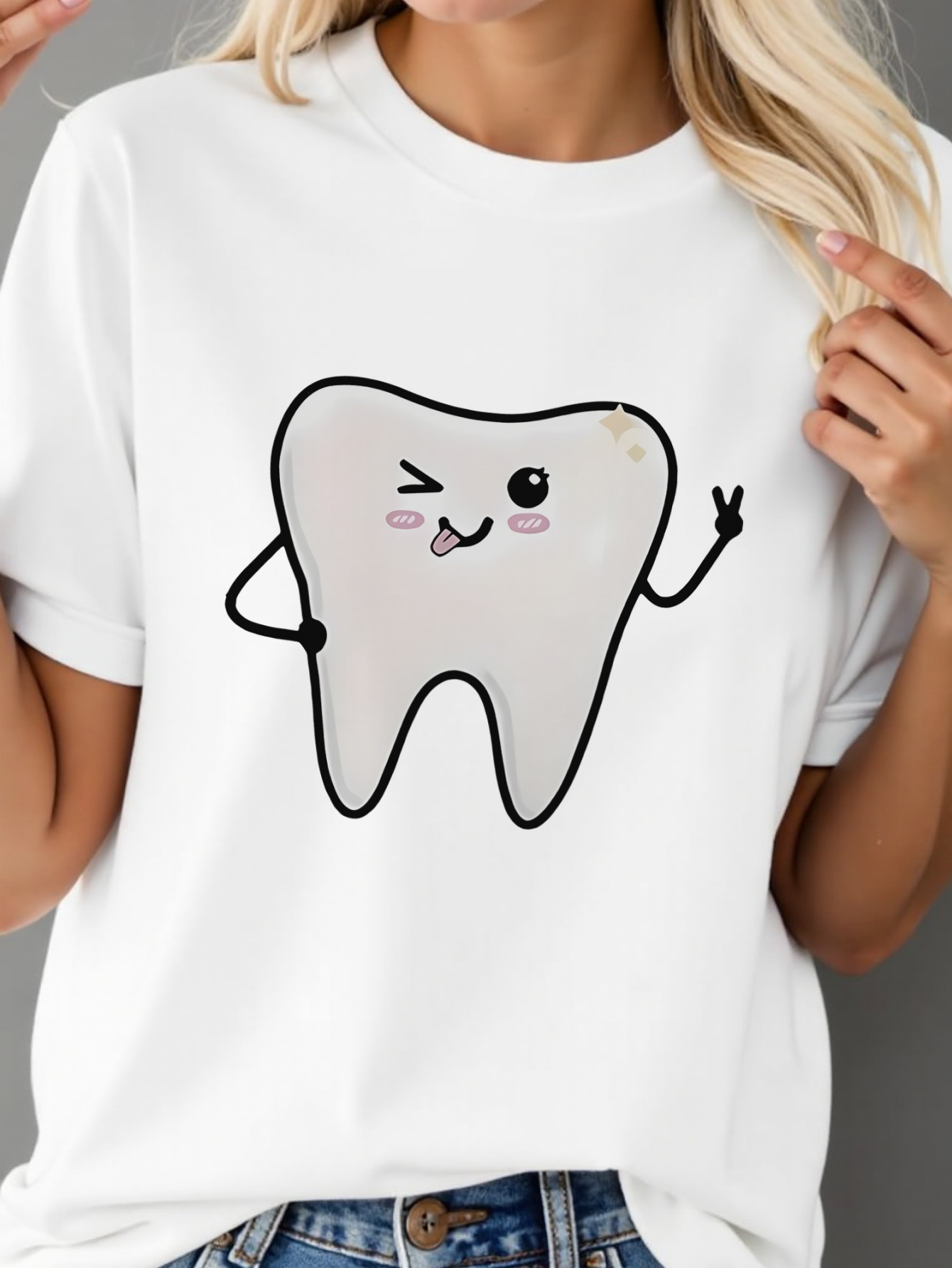 tooth t shirt sold on Temu United States