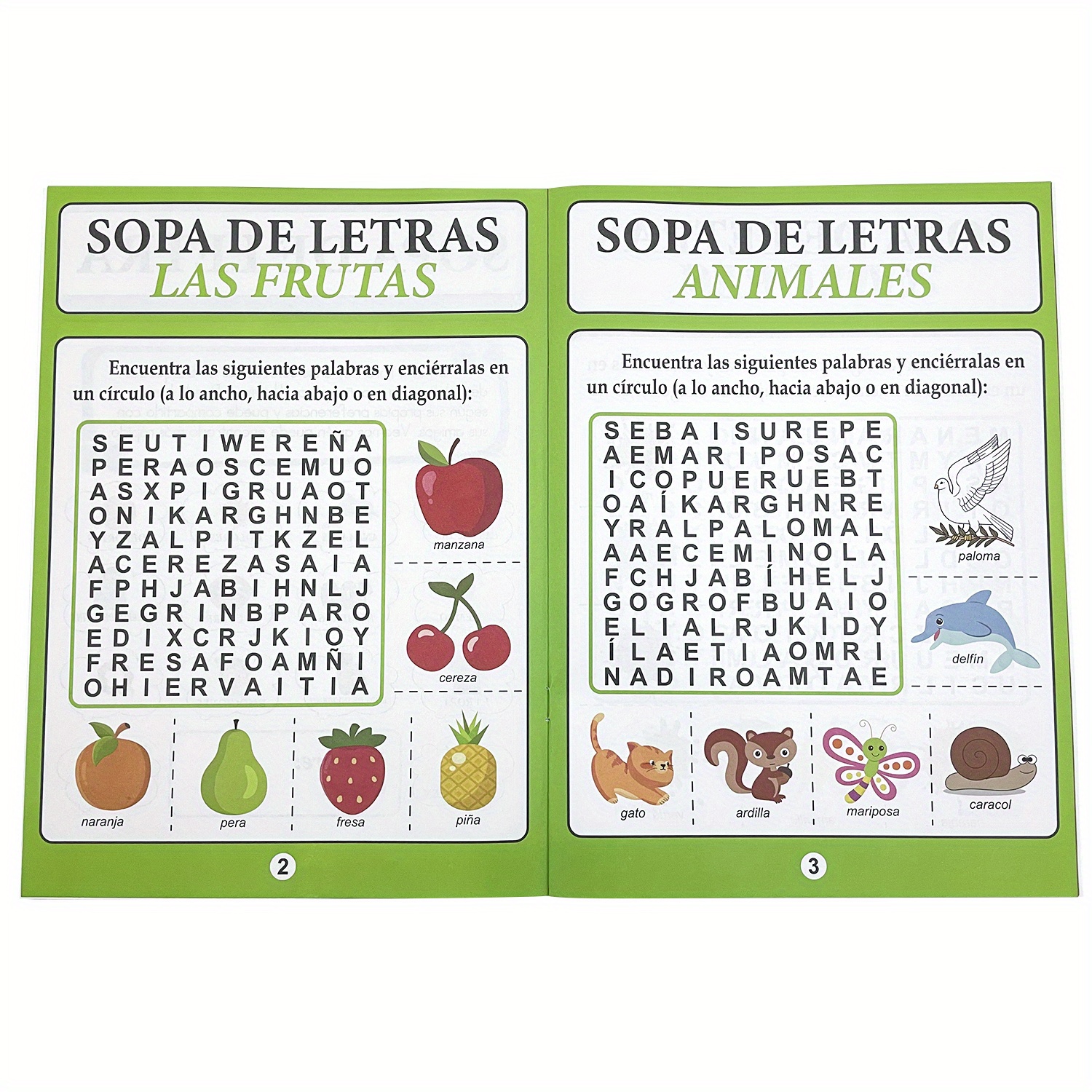 Spanish Vocabulary Word Search Workbook for Kids