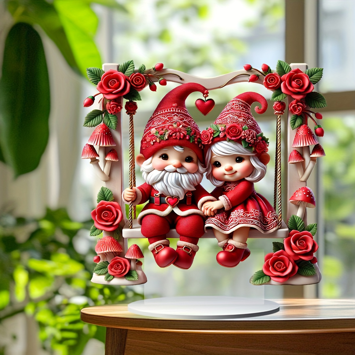 

2d Flat 1pc 's Day Couple Swing 2d Acrylic Tabletop Decor - Art , Multipurpose, No Power Needed, , Office & Cafe Decoration