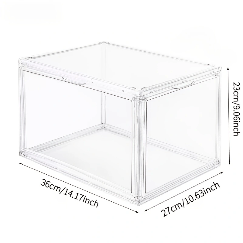 TEMU Acrylic Transparent Shoe Storage Box, Stackable Closet Shoe Rack, Shoe Display Cabinet With Magnetic Door, Boot And Hat Storage Box, Dust-proof