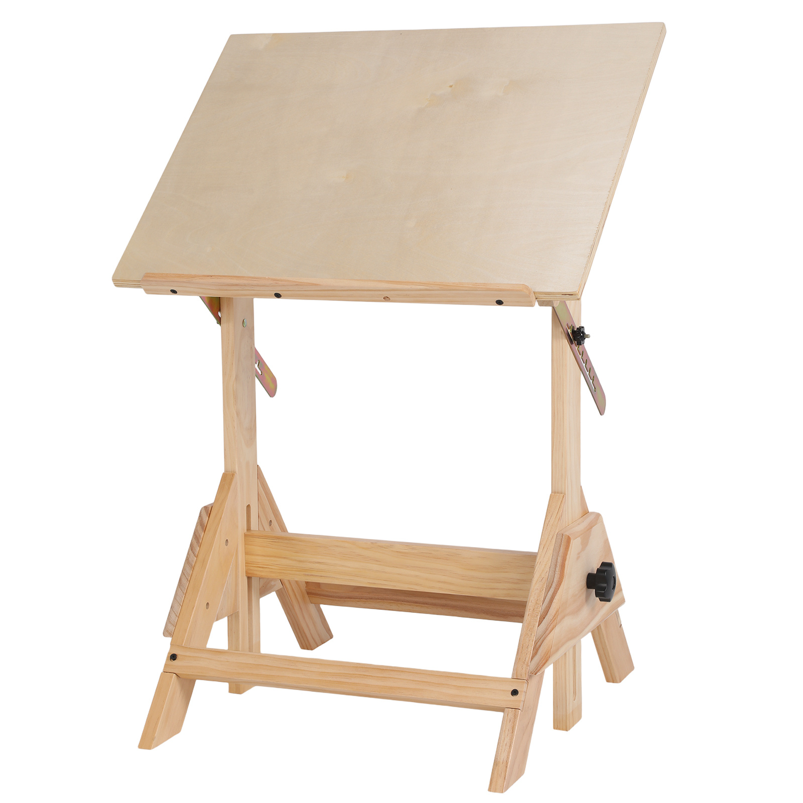 Adjustable Height Studio Table With - Solid Wood Desk Suitable For , Technicians, Artists, Writing & Drawing, Height-adjustable Worktop, For Office, Workshop, Studio ( )