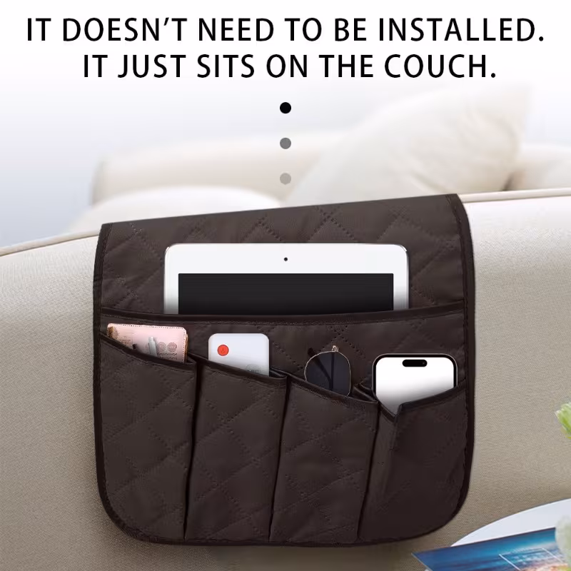 1pc sofa side armrest pocket storage bag hanging bag for magazines and remote controls by the sofa bed featuring 5 separate pockets suitable for the living room Product details 0
