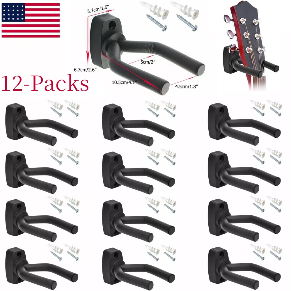 TEMU 12 Packs Guitar Hangers, Stand Wall Mount Hanger Hooks With Screws, For Ukulele Banjo Mandolin Electric Guitar Display Holders