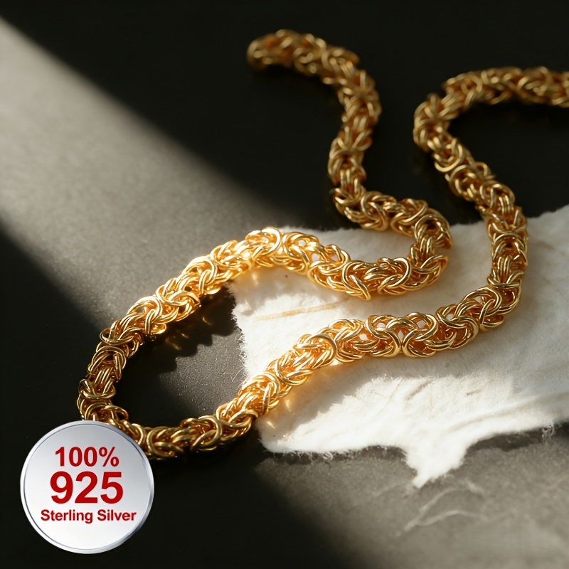 TEMU 925 Sterling Silvery, Heavy Braided Necklace, Hypoallergenic, Fashionable And Simple, Stackable, Valentine's Day And Birthday, Wife, Daughter,