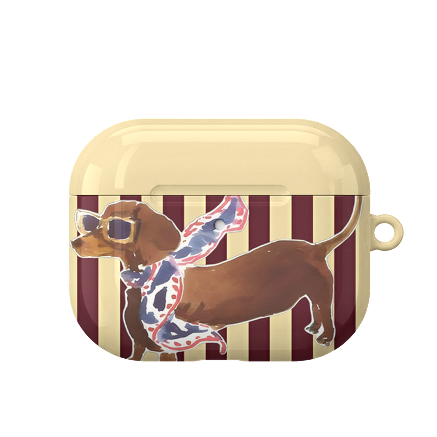 TEMU Striped Dachshund Fashion Accessory Earbuds Case Suitable For /2/1, Glossy Trendy Aesthetic Protective Cover For , Perfect For Daily Use And