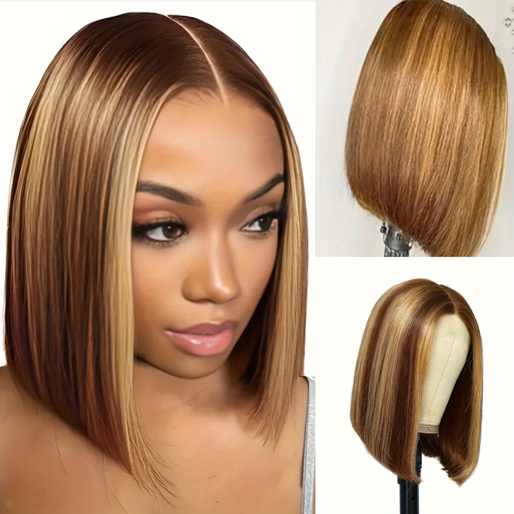 TEMU Costume Wig Center-parted Bob Wig, Elegant Women's Classic Straight Bob Wig - High-temperature Fiber, Natural In , Suitable For Everyone