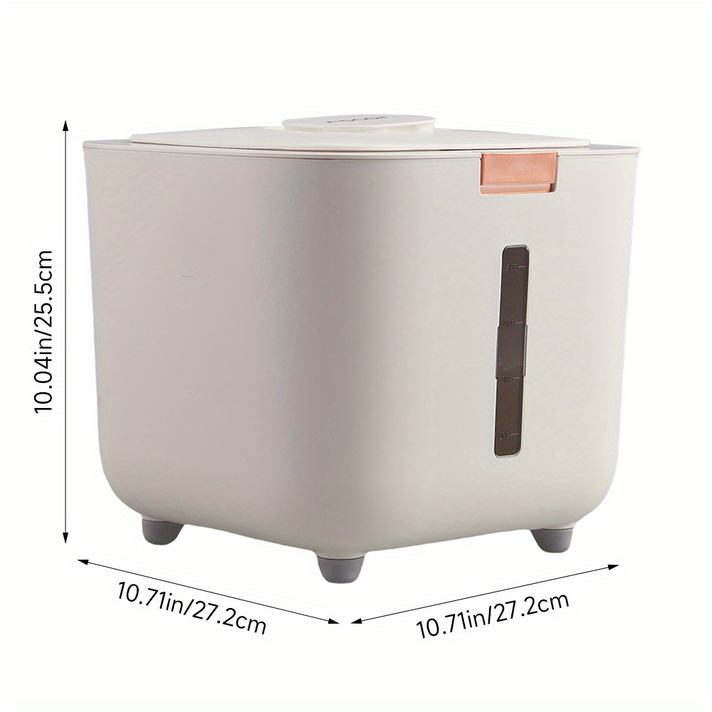 TEMU Rice Storage Container 5-10kg, Bucket With Lid And Measuring Cup, Design For Rice, Beans, Grain Flour, Pp, White