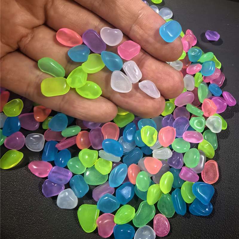 TEMU 93 -pcs Resin Glow In The Dark River Pebbles 0.053 Lb, 0.35-0.51 Inch – Sunlight Activated Luminous Artificial Stones For Aquarium, Fish Tank,