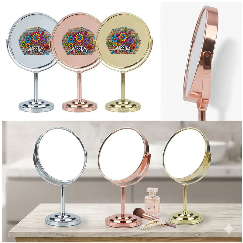 360° Rotating Desktop Vanity Mirror with Polished Base