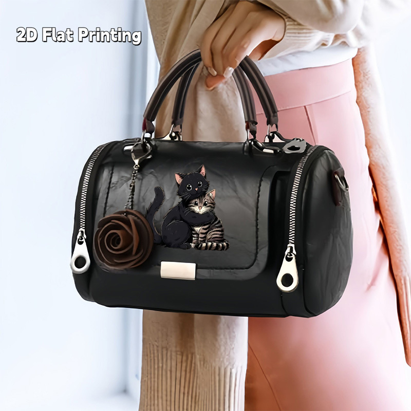 1pc Retro Handbag | Classic Patterned Single-Shoulder Bag with Embracing Cats and Rose Pendant, Crossbody Design, Suitable for Commuting and Business Trips, Light Luxury Small Bag, Christmas, Tan Color, Faux Leather, Zipper Closure, Adjustable Strap 9 1pc Retro Handbag | Classic Patterned Single-Shoulder Bag with Embracing Cats and Rose Pendant, Crossbody Design, Suitable for Commuting and Business Trips, Light Luxury Small Bag, Christmas, Tan Color, Faux Leather, Zipper Closure, Adjustable Strap