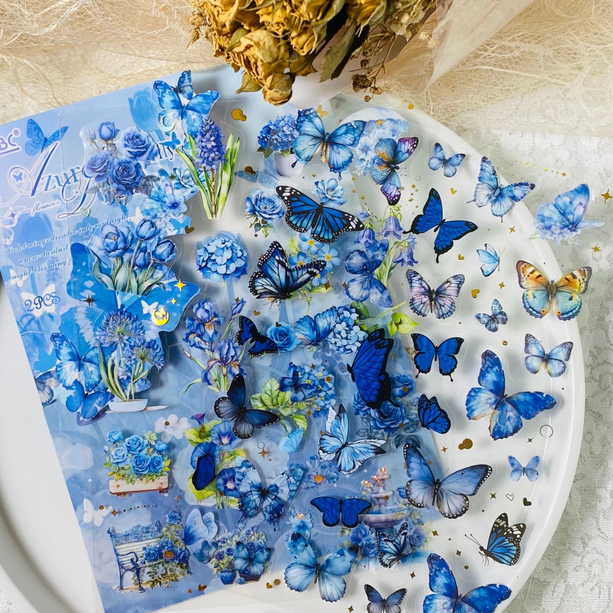 TEMU 2sheets Flowers Decoration Stickers Pet Material Collage Adhesive Backing For Scrapbooking Junk Journal Account Stickers Holiday Decorations