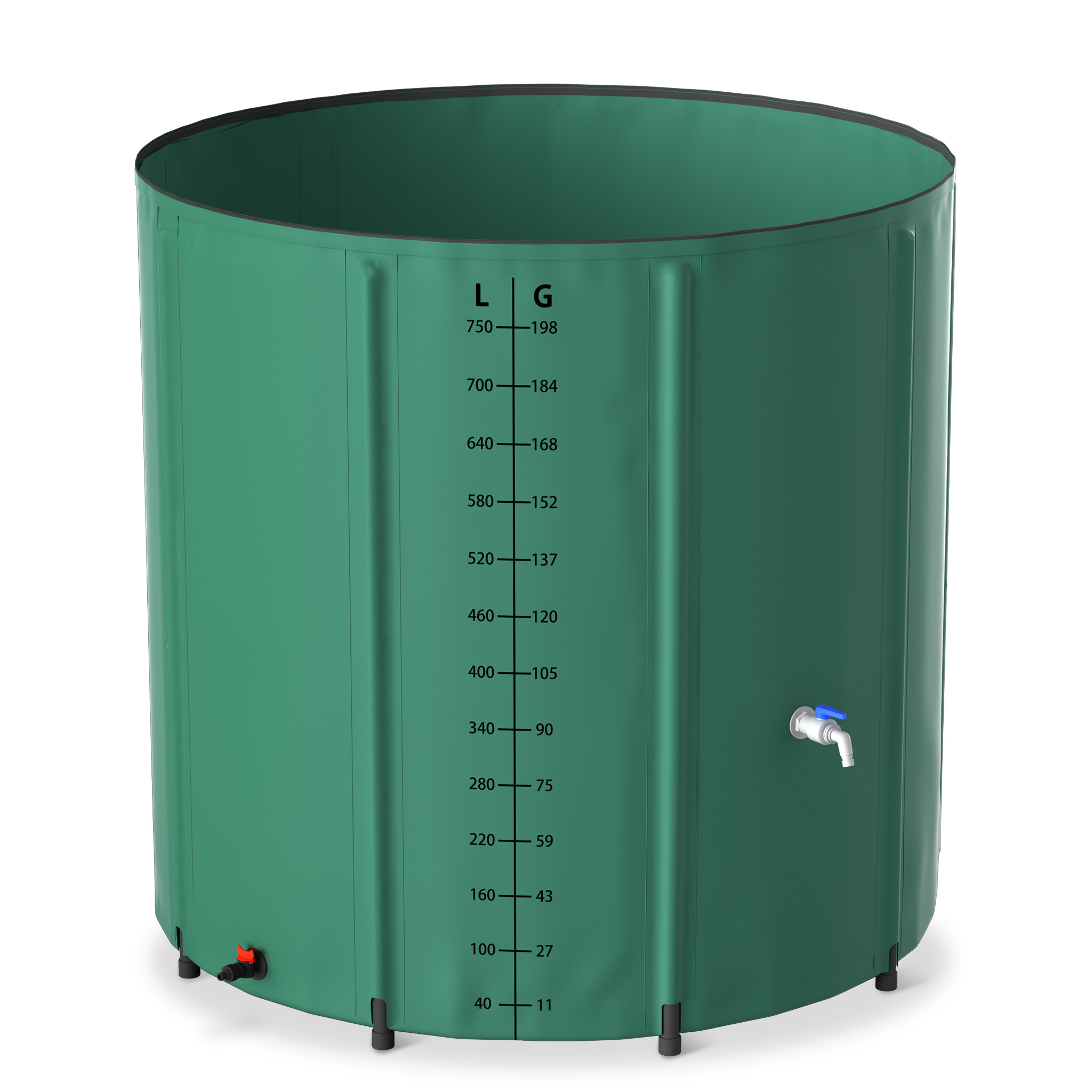 TEMU Foldable Rain Barrel With Drain Valve And Volume Scale Water Tank For , Green