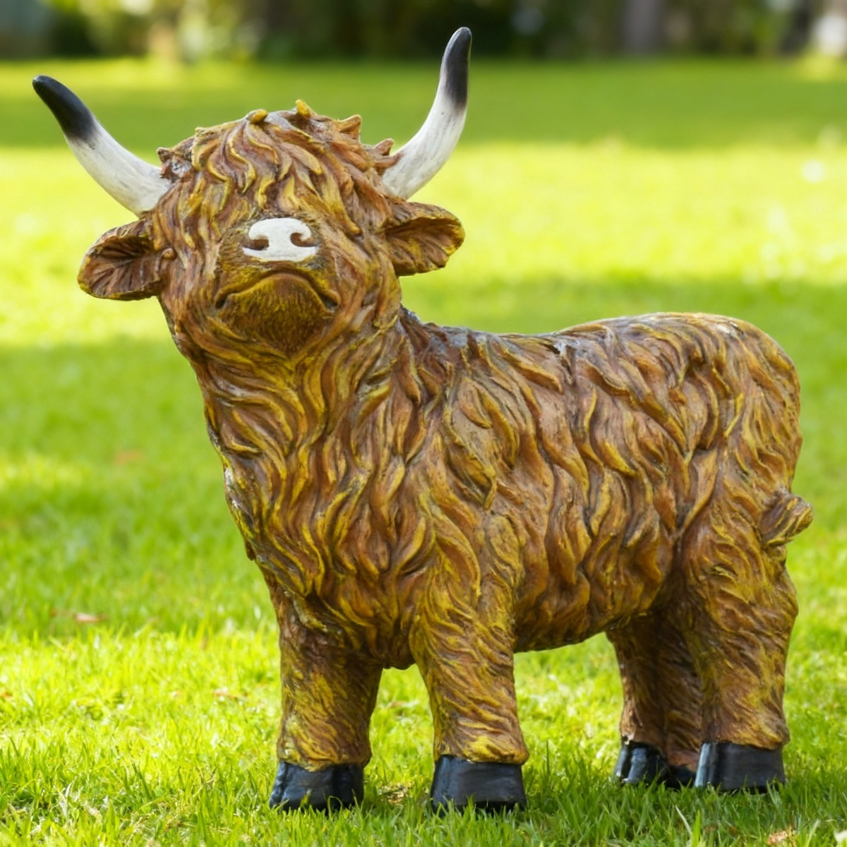 E-shop Exquisite Highland-Kuh Harz Outdoor Statue | Tierdeko für Zuhause, Garten, Balkon, Hof, Rasen, Bauernhaus Dekorationen, Einzigartige Geschenke