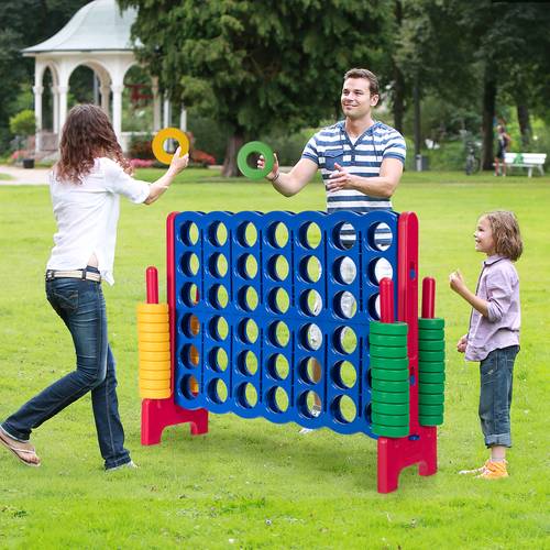 jumbo 4 in a row game set giant game 42 colored rings 2 reset levers portable board game for kids and adults indoor and party game