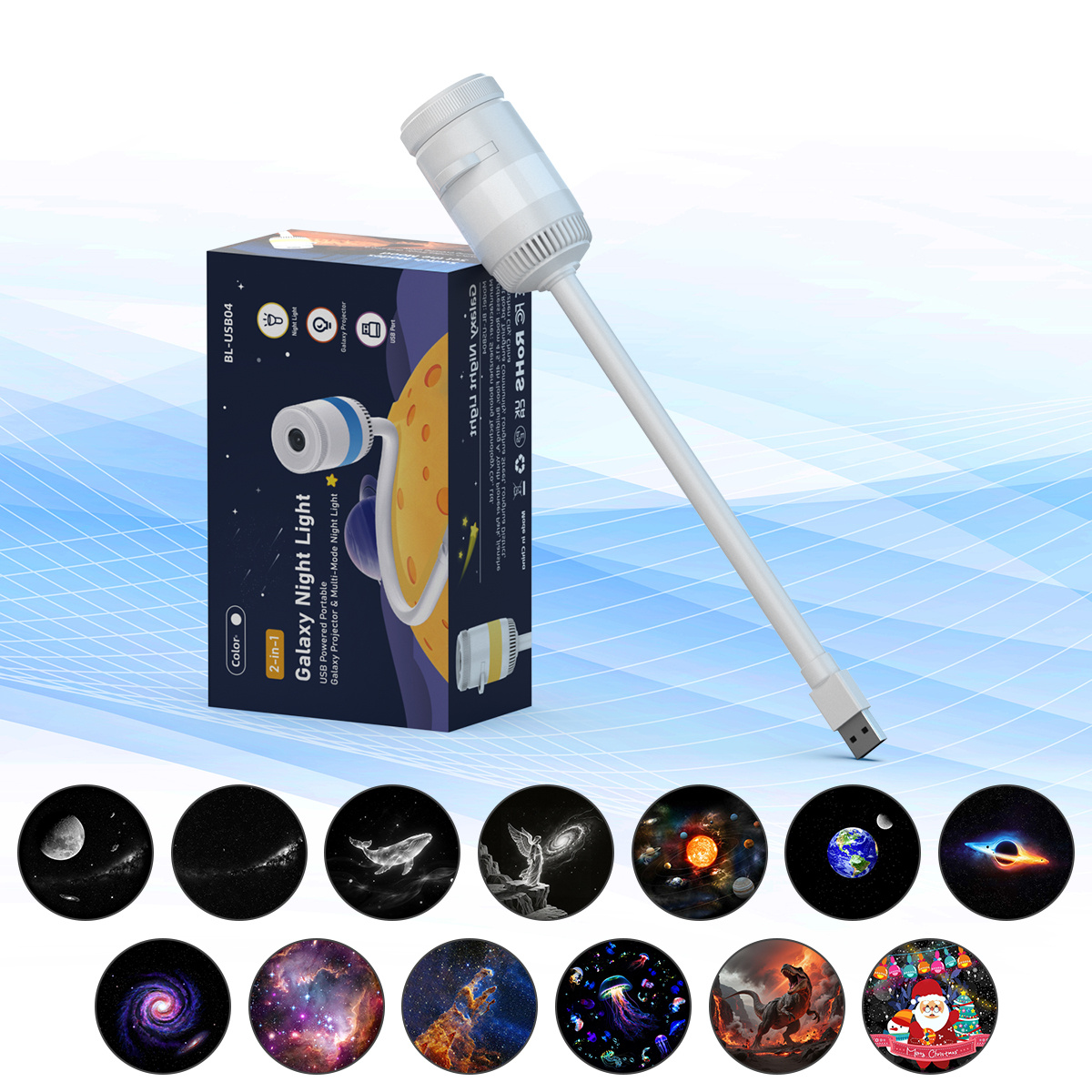 TEMU Lampada notturna proiettore da 1 pezzo con presa USB e lampada a girevole, 13 sostituibili /delfino/Natale, USB - Adatta per camera da letto,
