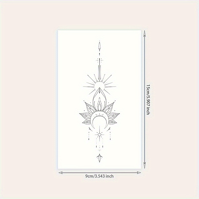 A Simple, Stylish, Mysterious, And Domineering Hot Girl Instagram-style Black For Lotus Arrow Tattoo Sticker That Lasts 1-3 Days
