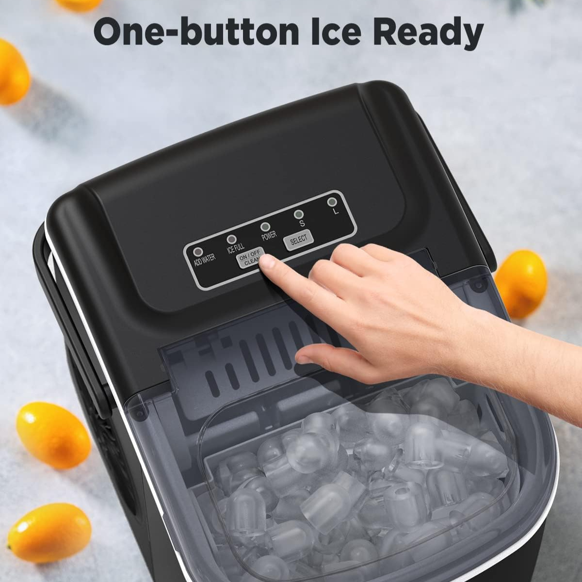 Machine à glaçons électrique pour cuisine domestique, fabrique 18 glaçons en 12 minutes, produit 12 kg en 24 heures, machine à glaçons auto-nettoyante et portable, 2 tailles de glaçonnes, adaptée pour la cuisine, le bureau, le bar et les fêtes, couleur noire