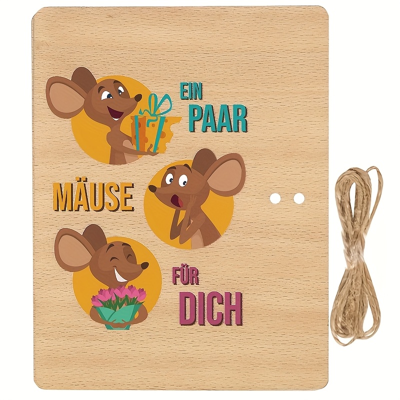 Birthday Gift Packaging - With - With Rope- Wooden Gift Packaging- Gift Voucher 3 Mice Emotional Gift
