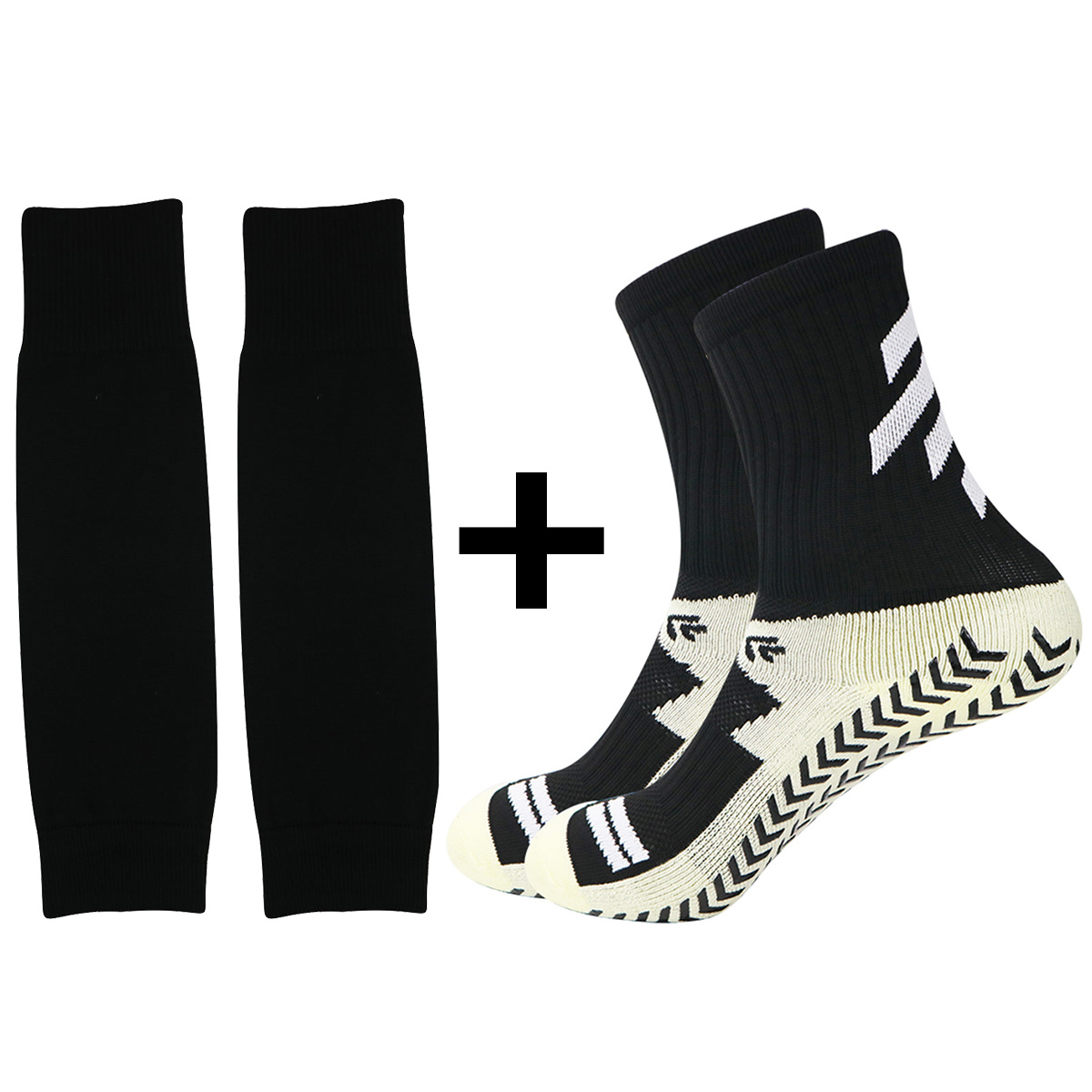 TEMU 2pcs Set Of Unisex Sports Socks, Leg Sleeves And Anti-slip Soccer Socks Combo, For Summer And Autumn Sports, Suitable For Outdoor Leisure,