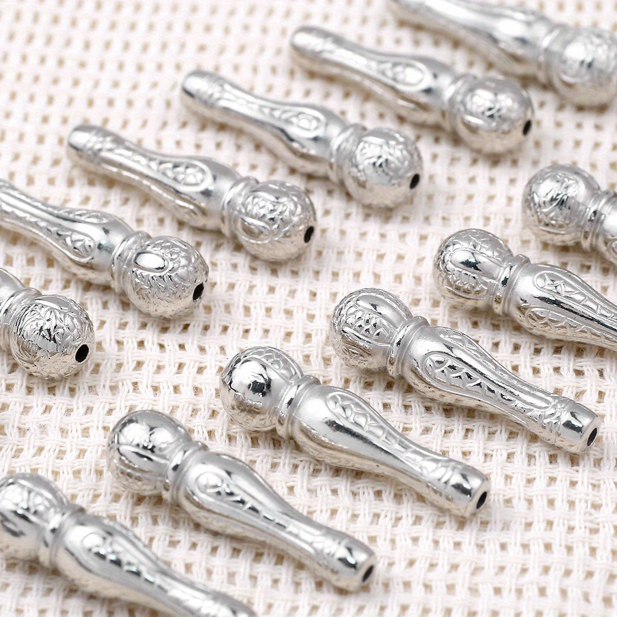 Image of 10x36mm 20pcs Gourd Head Pattern Spacer Beads With Hole, Assorted Large Beads For Making - Bracelets, Necklaces, Phone Charms, Hair Accessories, And Clothing Decorations