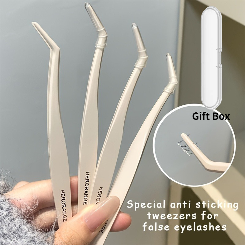 HERORANGE Tweezers for False Eyelashes with Storage Box