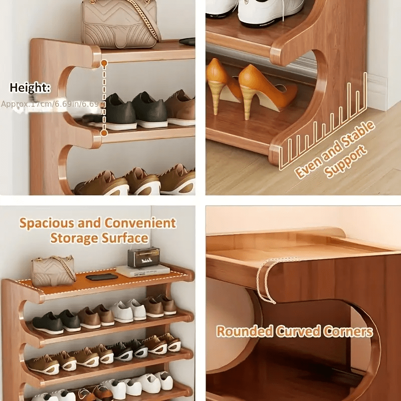 bamboo shoe rack space-saving, easy assembly, wooden shelf for