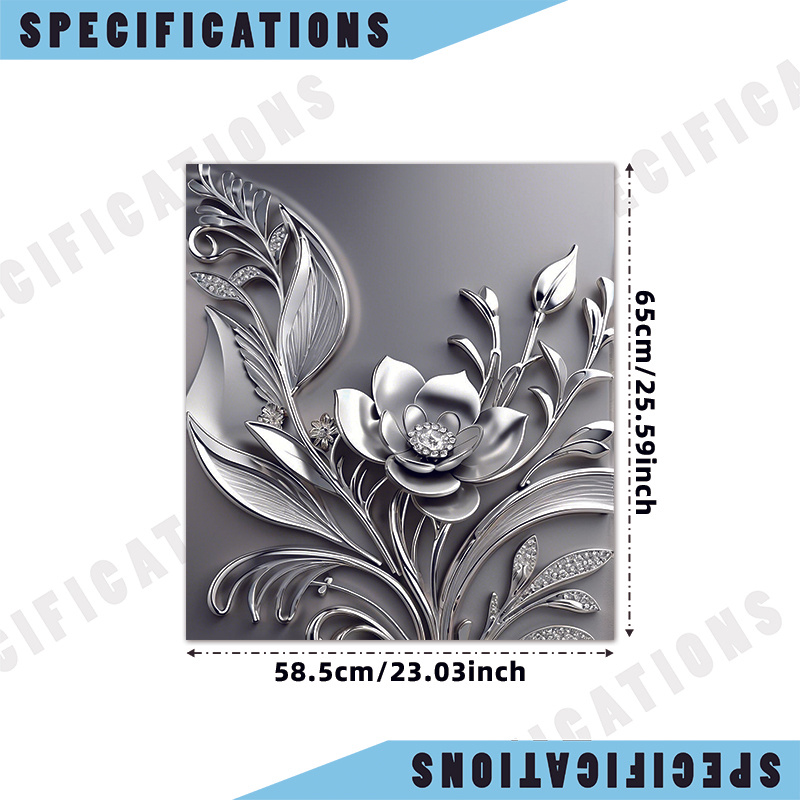 TEMU Extra Large Removable Anti-stain Floral Appliance Decoration- Heavy Duty Metallic Flower Vinyl Stickers For Refrigerator, Dishwasher, Oven,