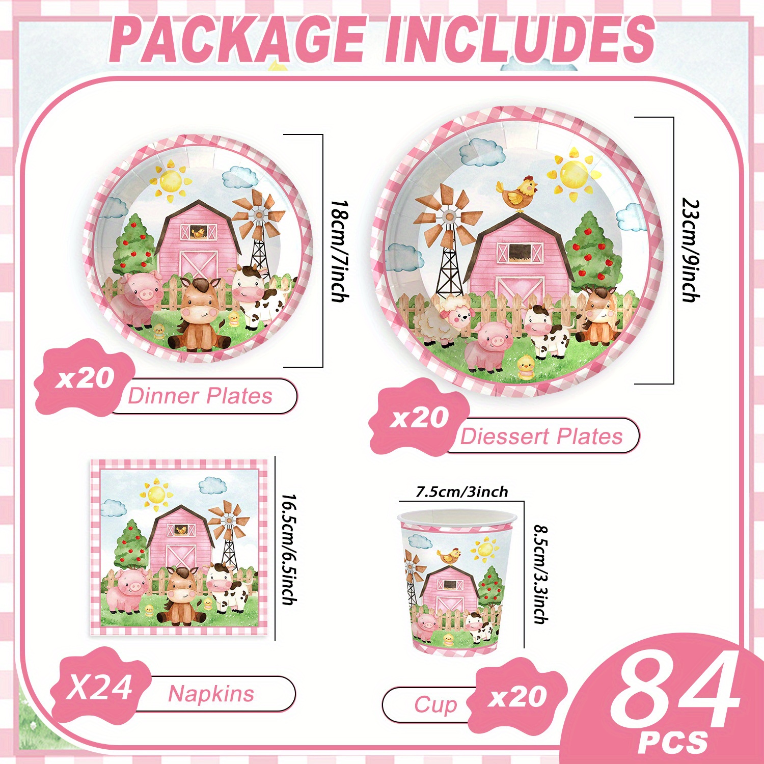Image of Farm Animal Themed Party Tableware Set, Includes Paper Plates, Cups, And Napkins, Suitable For 20 People, Party Supplies, Holiday Decorations, Party Packs I Perfect For Halloween