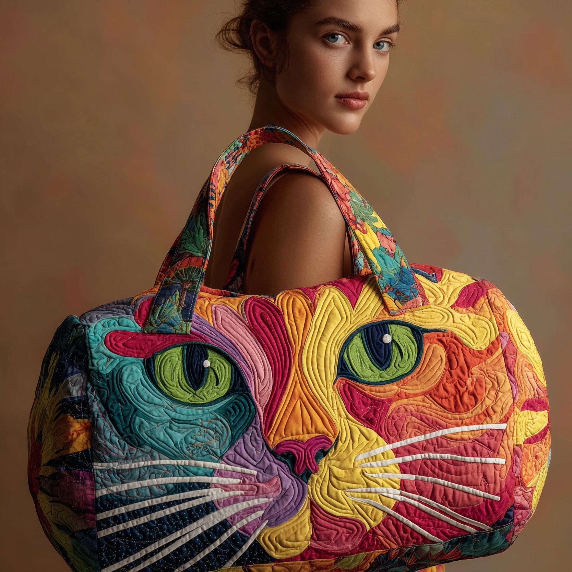 TEMU Quilted Travel Tote Bag, Oversized Large Capacity Zipper Closure Tote, Print Of Tie-dye Floral, And Ocean Starfish, Soft Fabric Lightweight