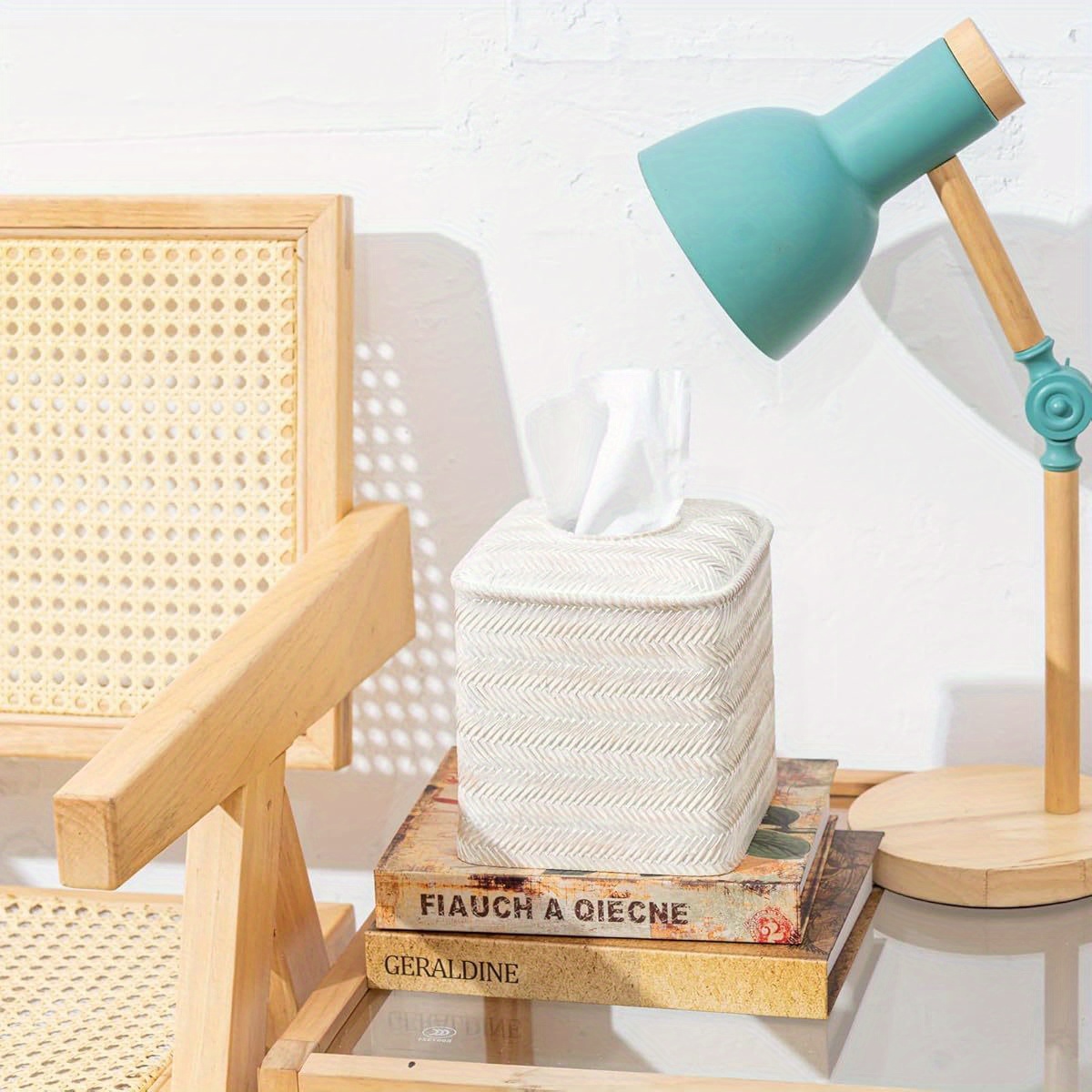 hand carved wicker tissue box cover square resin holder with textured   3 x 5 3 x 5 9 inches farmhouse style for home decor bathroom living room bathroom decor and accessories decorative tissue holder natural   Product details 8