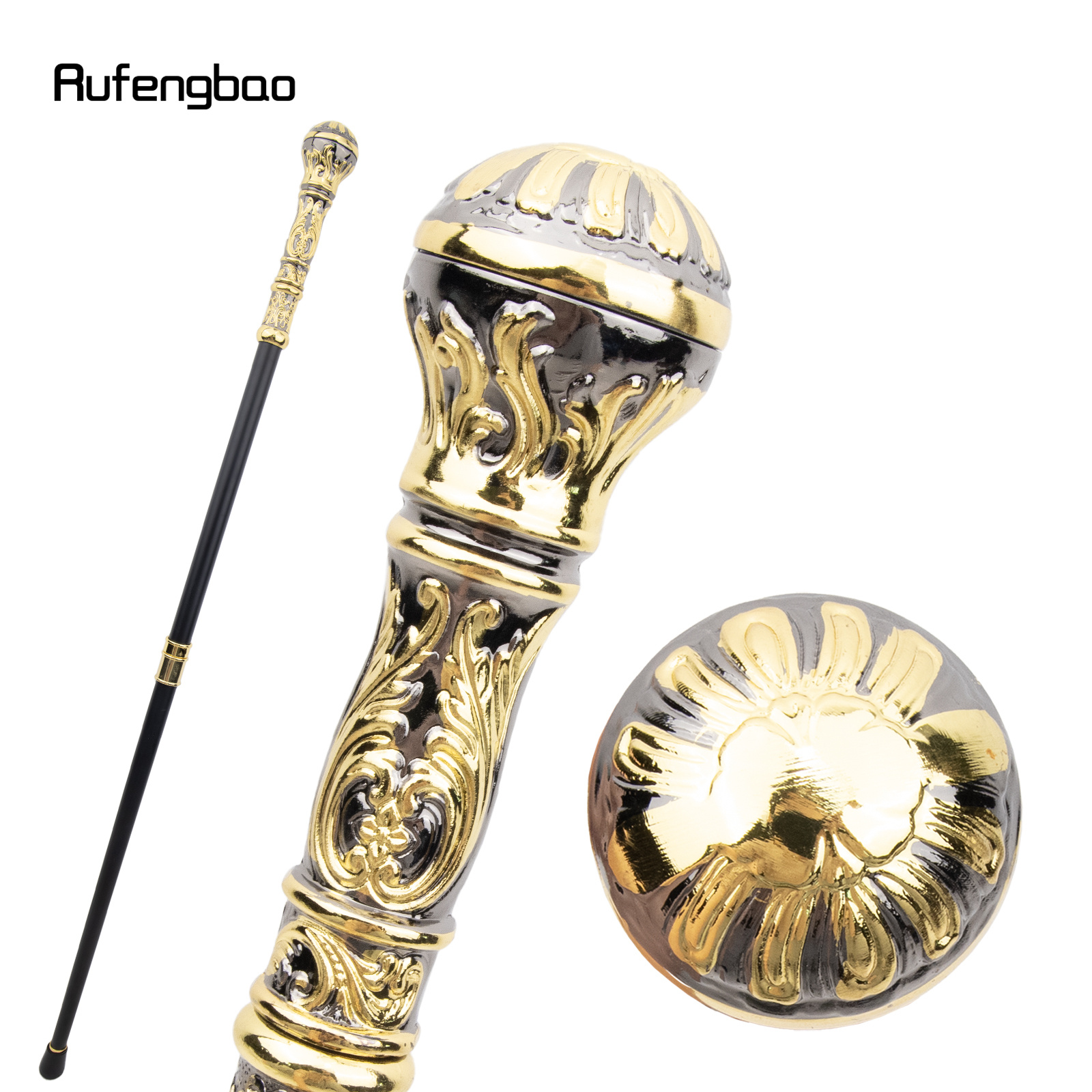 Image of Luxury Round Handle Fashion Stick | Elegant Crosier Knob Stick 93cm, Alloy Material By Rufengbao, For Cosplay & For Party