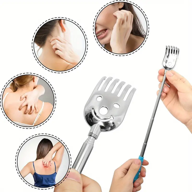 5 pack telescoping back scratchers portable extendable metal soft rubber back massager with ergonomic handles for adults kids dogs promotes hand body relaxation circulation circulation support back massager for back soft rubber handles Product details 3