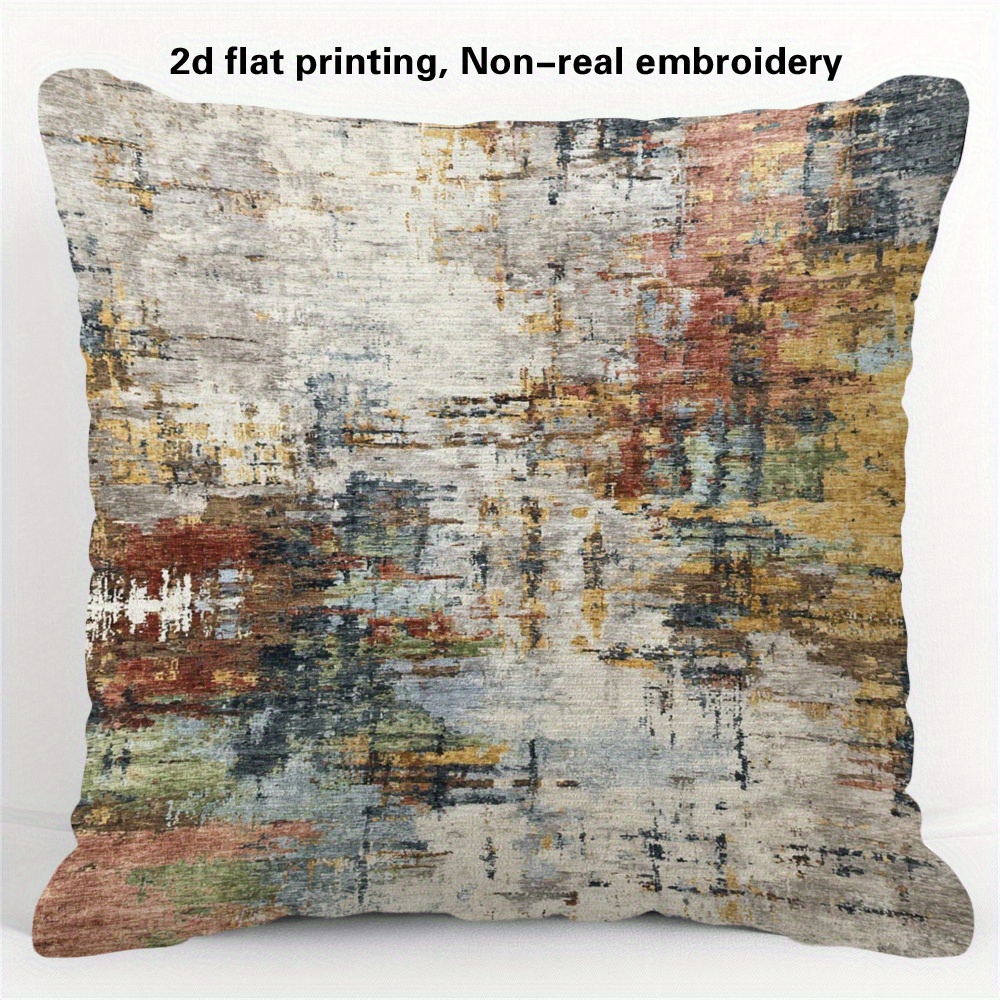 TEMU 1pc Pillowcase, Beige-brown-blue-gray Abstract Texture Pillowcase - Suitable For , Soft And Smooth Polyester Short Plush Fabric, Single-sided
