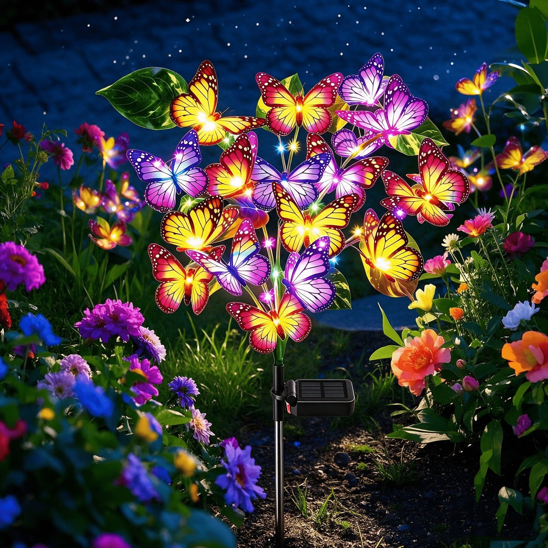 solar lights with butterflies sold on Temu United States