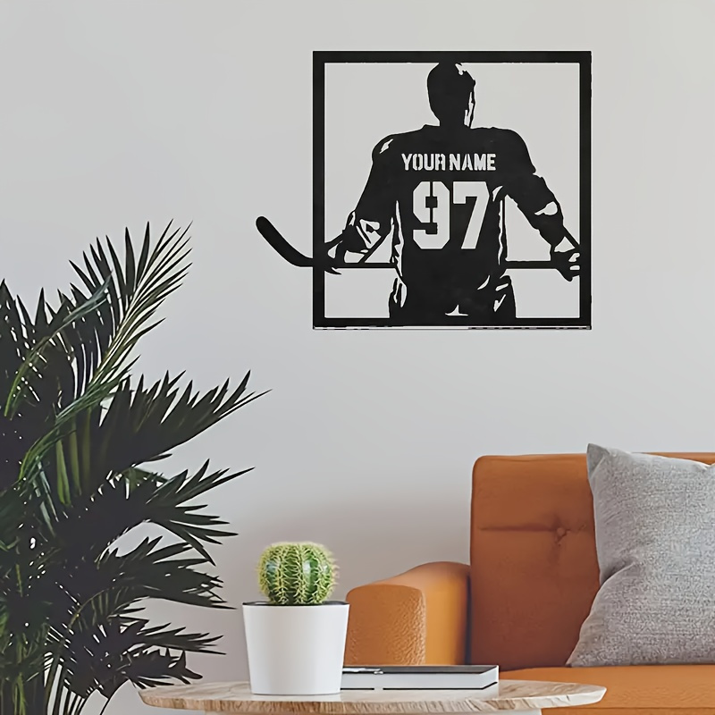 Room Decor Customizable Hockey Player Iron Wall Art, Personalized Jersey Number Metal Decor, Durable, with Ideal Gift for Hockey Fans