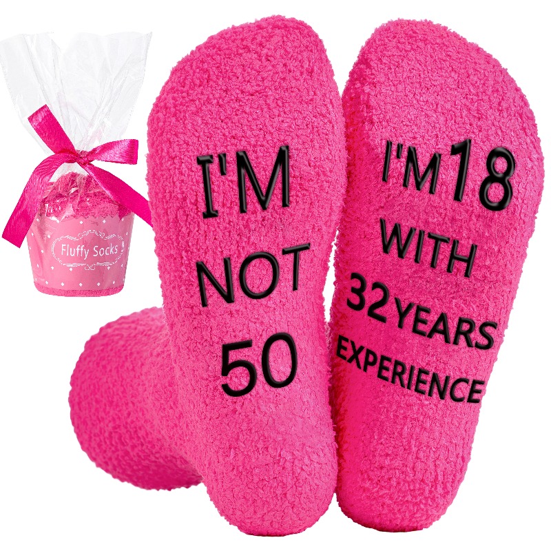 E-shop 1 Paar lustige originelle Socken für 40-, 50-, 60-, 70- 80-Jährige mit dem Spruch „Ich bin nicht 50, ich bin nur 18 mit 32 Jahren Erfahrung“,