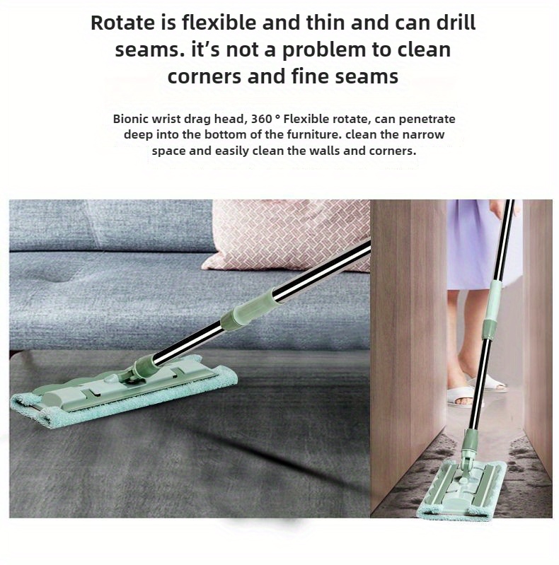 versatile microfiber flat mop with adjustable handle   hardwood tile glass cleaning wet and dry use details 2