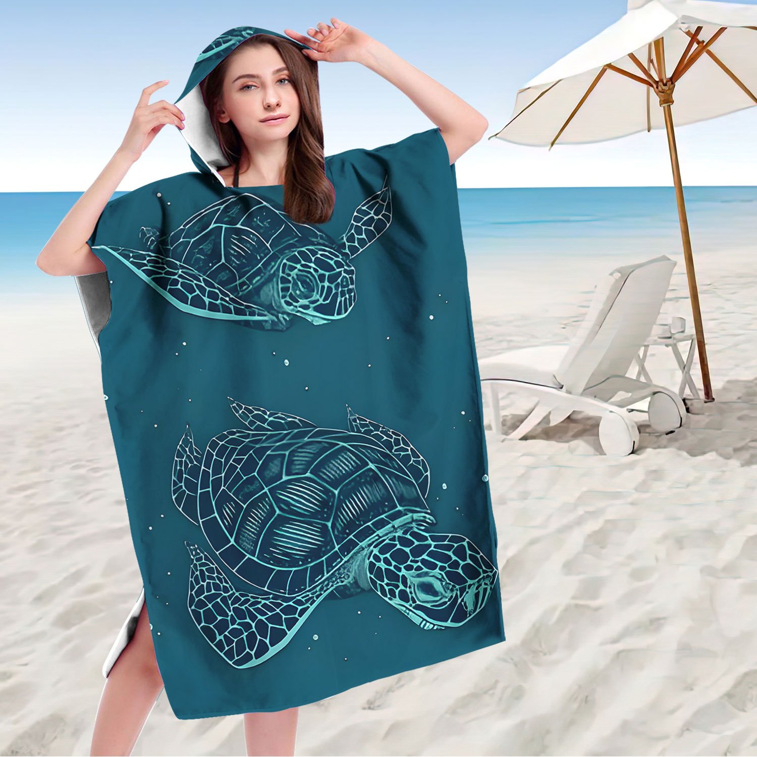 TEMU Couverture de plage portable avec capuche - Séchage rapide, légère et compacte, parfaite pour la natation, la et les activités de , cache-misère