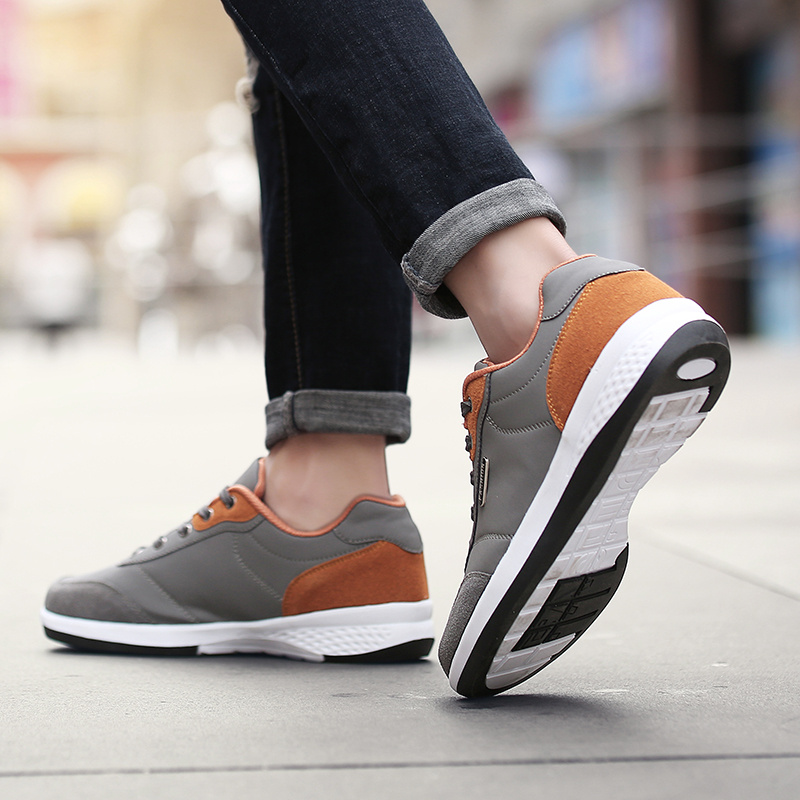 mens casual low top lace up sneakers   comfortable lightweight skateboard shoes solid color   upper sole fabric inner insole sunlight avoidance care ideal for casual wear Product details 6